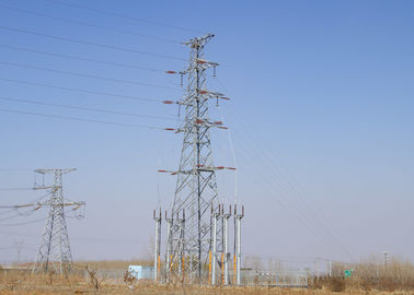 Conical High Voltage Transmission Line Tower , 10 - 1000KV Angle Steel Pylon