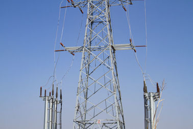 Conical High Voltage Transmission Line Tower , 10 - 1000KV Angle Steel Pylon