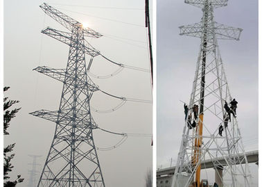 Double Circuit 500 Kv Transmission Tower , Q235B Mild Steel  Power Pylon